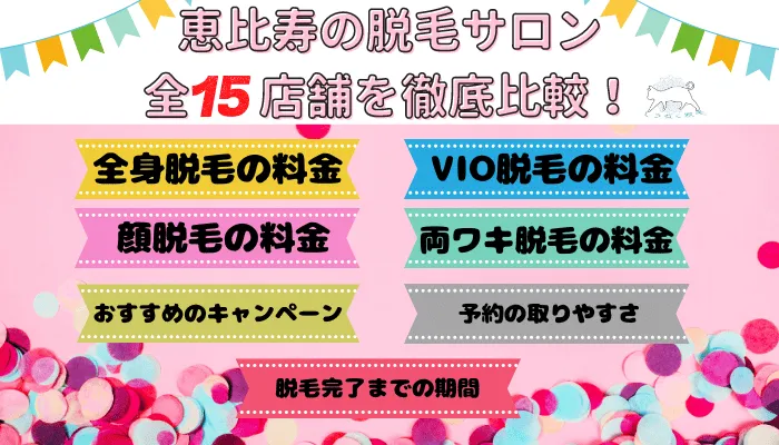 恵比寿の脱毛サロン全15店舗を徹底比較！