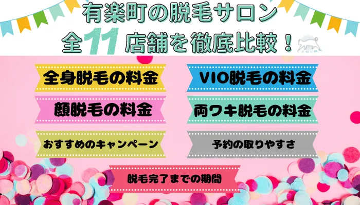 有楽町の脱毛サロン全11店舗を徹底比較