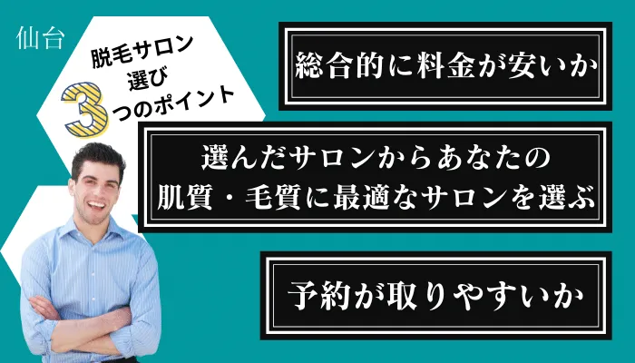 メンズ脱毛サロン選び3つのポイント仙台