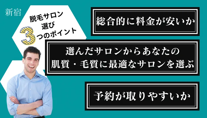 メンズ脱毛サロン選び3つのポイント新宿