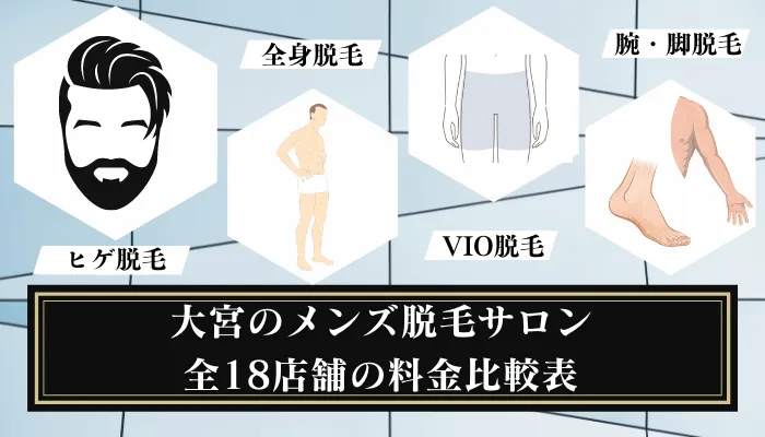 大宮のメンズ脱毛サロン全18店舗の料金比較表