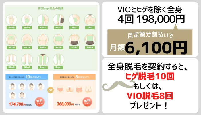 リンクス全身脱毛料金