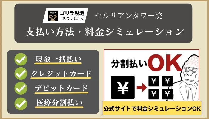 ゴリラクリニックセルリアンタワー支払い・料金シミュレーション