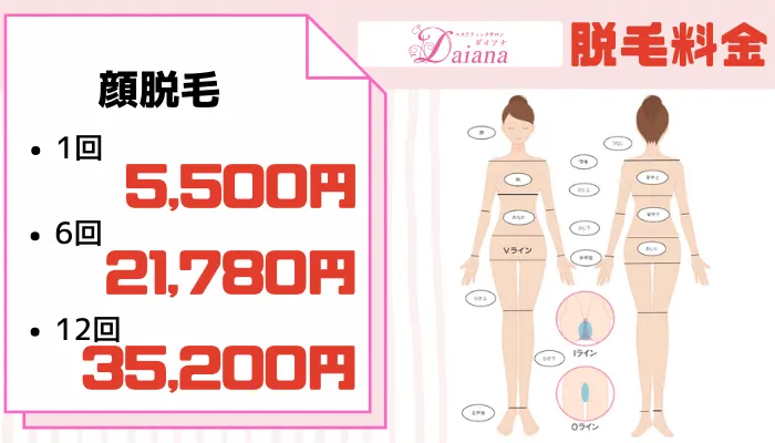 脱毛サロン-松江-ダイアナ顔脱毛料金