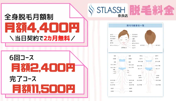 脱毛サロン 奈良市ストラッシュ全身脱毛料金