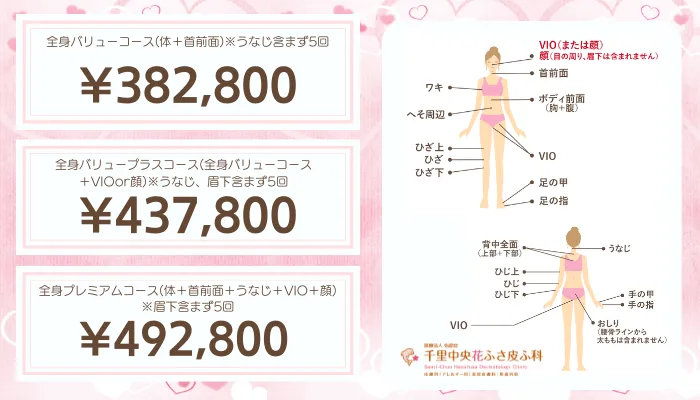 千里中央花ふさ皮ふ科比較おすすめプラン全身