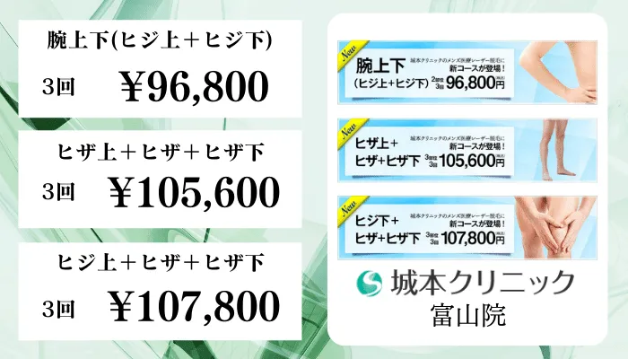 城本クリニック富山比較料金腕・脚