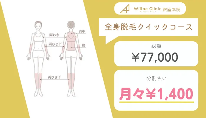 ウィルビークリニック銀座全身脱毛クイックコース