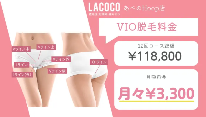 ラココあべのHoop店VIO脱毛料金