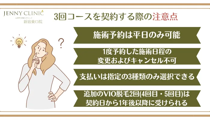 ジェニークリニック新宿東口3回コースを契約する際の注意点