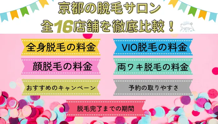 京都の脱毛サロン全16店舗を徹底比較