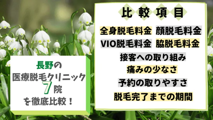 長野の医療脱毛クリニック7院を徹底比較！