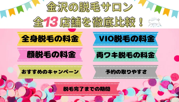 金沢の脱毛サロン全13店舗を徹底比較！