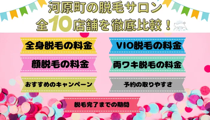 河原町の脱毛サロン全10店舗を徹底比較