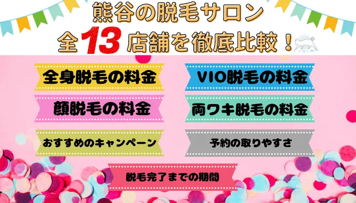 熊谷の脱毛サロン全13店舗を徹底比較！