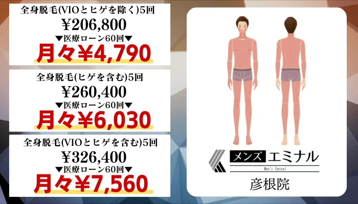 メンズエミナル彦根比較料金全身