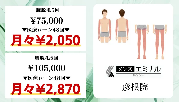 メンズエミナル彦根比較料金腕・脚