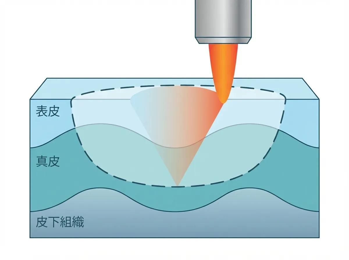 STEP1: 炭酸ガスレーザーでクレーターの角を削る
